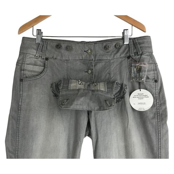 Country Line Trachenmode Pants Womens Size XL Gray Embroidered Austrian German - Picture 7 of 16